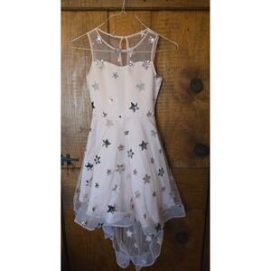 RARE EDITIONS - Girls Pink Sequin Star High-Low Party Dress - Size 12